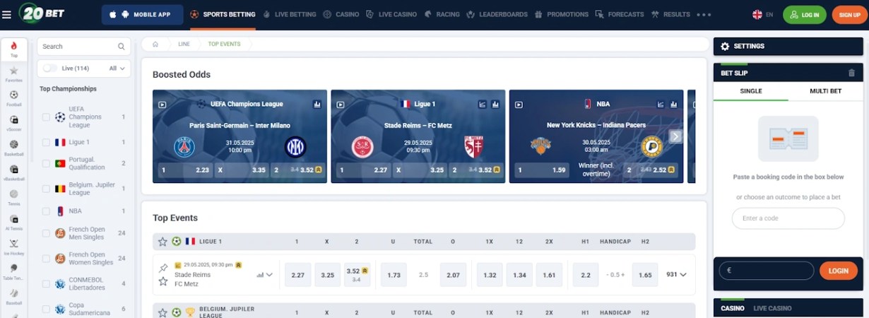 20Bet Športne Stave